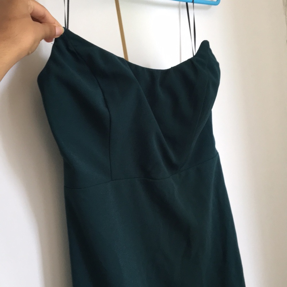 WHO AM I green slit midi dress